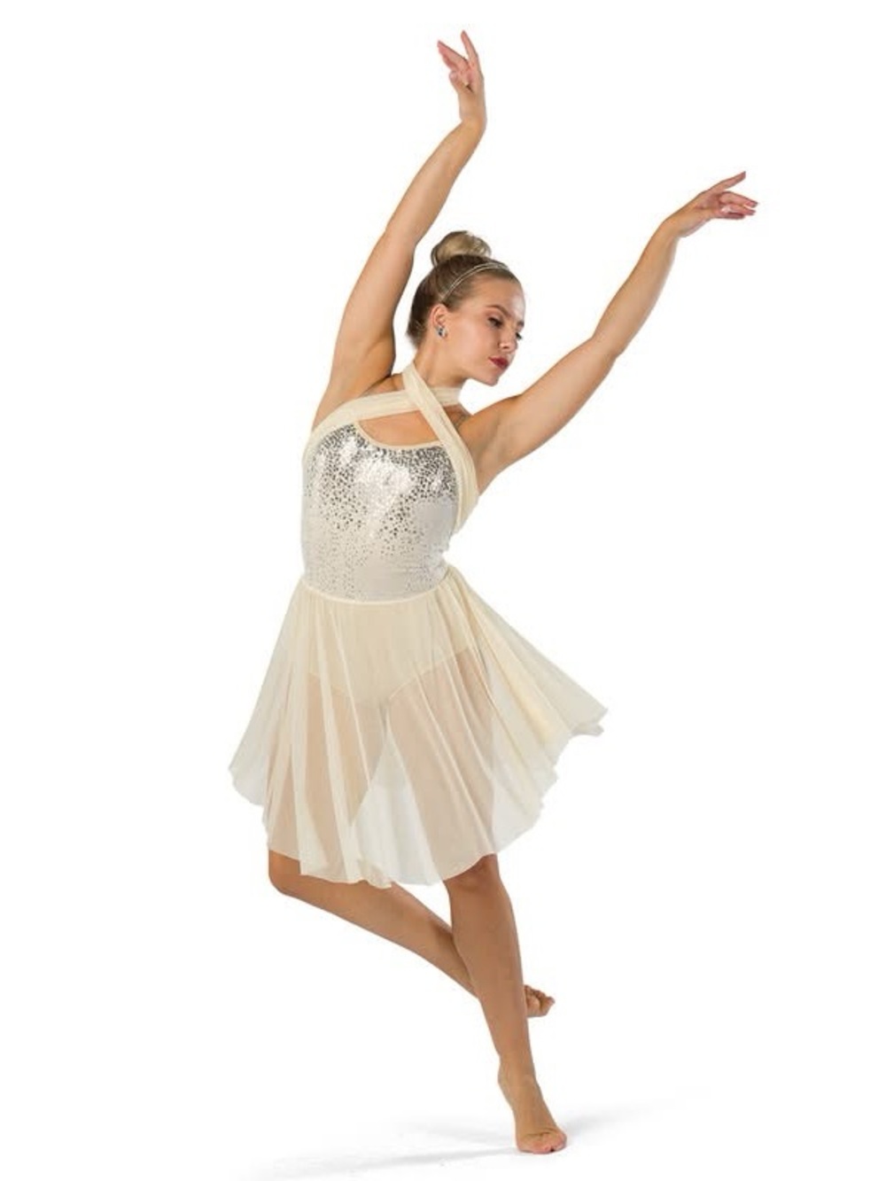 A wish come true- 22007Y- Ivory Sequin Halter Dance Costume